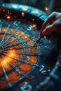 Close-up of a hand throwing a dart