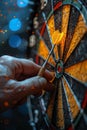 Close-up of a hand throwing a dart
