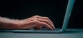 Close Up Hand Typing On Laptop Keyboard