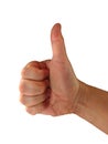 a close-up of a hand on a white background, which shows a thumb as a sign that everything will be fine