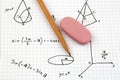 Close-up of Hand written Mathematical Formulas. Royalty Free Stock Photo