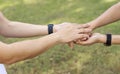 Close up of Hand of young emphatic which  Lending a helping hand as trust together with each other ,compassion concept Royalty Free Stock Photo