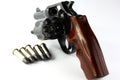 Close up of handgun revolver