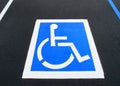 Close up handicapped parking logo on parking space