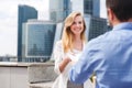 Close-up of handing over documents during business briefing Royalty Free Stock Photo