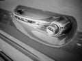 Close-up handle door of classic car, have more dirty dust and ru Royalty Free Stock Photo