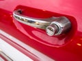 Close-up handle door of classic car, have more dirty dust and ru Royalty Free Stock Photo