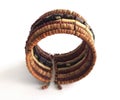 Close-up of handmade African bracelet on white background. Antique African Tribal Style Natural Stone Beaded Bracelet