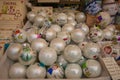 Close up of handmade christmas balls at the christkindlmarkt of Montepulciano in Tuscany
