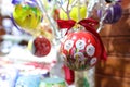 Close up of handmade painted ball to celebrate Christmas and happy new year.