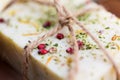 Close up of handmade soap bars on wood Royalty Free Stock Photo