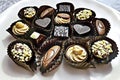 Close up handmade specialty chocolates