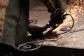 Close-up - Hands Of A Blacksmith Weld Elements To Their Forged Product Royalty Free Stock Photo