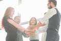 Close-Up of hands business team showing unity with putting their hands togethe Royalty Free Stock Photo