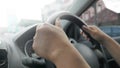 Close up of Hands Driving Car Concept Royalty Free Stock Photo