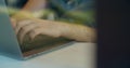 Close up hands engineers developing software app using digital laptop computer typing code on screen programmers coding Royalty Free Stock Photo