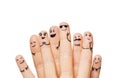 Close up of hands and fingers with smiley faces Royalty Free Stock Photo