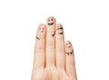 Close up of hands and fingers with smiley faces Royalty Free Stock Photo