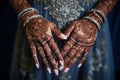 Close-Up of Hands with Henna Tattoos