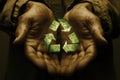 Close-Up of Hands Holding a Small Green Earth Symbolizing Environmental Awareness Royalty Free Stock Photo