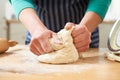 Close Up Of Hands Kneading Dough