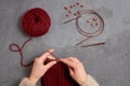 Close-up of hands knitting. Royalty Free Stock Photo