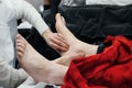 Close-up of hands mading massage foot