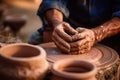 Close-up of hands making clay pots Royalty Free Stock Photo