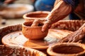 Close-up of hands making clay pots Royalty Free Stock Photo