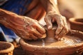 Close-up of hands making clay pots Royalty Free Stock Photo