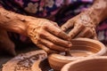 Close-up of hands making clay pots Royalty Free Stock Photo