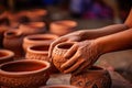 Close-up of hands making clay pots Royalty Free Stock Photo