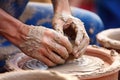 Close-up of hands making clay pots Royalty Free Stock Photo