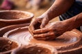 Close-up of hands making clay pots Royalty Free Stock Photo