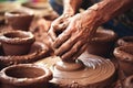 Close-up of hands making clay pots Royalty Free Stock Photo