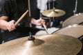 Drummer playing drums Royalty Free Stock Photo