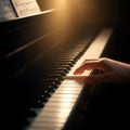 Close-up of hands playing the piano, Royalty Free Stock Photo