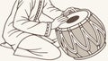 Close-up of hands playing tabla drums, emphasizing rhythmic technique, vector design Generative AI Royalty Free Stock Photo