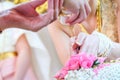 Thai wedding,Close up of hands pouring water into the hands