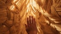 A close-up of hands reaching out to touch the sukkah\'s roof on Shemini Atzeret Royalty Free Stock Photo