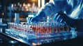 A close-up of the hands of a scientist working with test tubes in a laboratory. Modern discovery. Generative AI