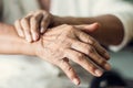 Close up hands of senior elderly woman patient