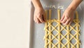 Hands Weaving Lattice Pattern with Dough Strips for Pie Crust Royalty Free Stock Photo