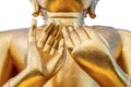 Close up hands of statue gold Buddha buddhism concept Royalty Free Stock Photo