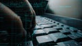 Hands Typing on Keyboard with Code and Digital Elements in Background for Coding, Programming, Technology, and Computer Royalty Free Stock Photo