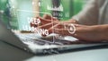 Close-Up of Hands Typing on Laptop with Deep Learning Visualization and Data Graphics in Soft Focus. Asymptotic smart Royalty Free Stock Photo