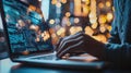 Hands Typing on Laptop with Programming Code Displayed on Screen Royalty Free Stock Photo