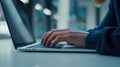 Hands typing on laptop.AI generated image Royalty Free Stock Photo