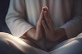 Close up of hands of a young girl meditating AI generated