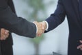 Close up. handshake of business partners on blurred background Royalty Free Stock Photo